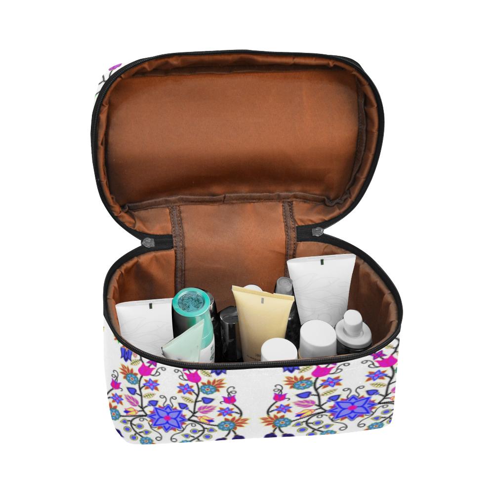 Floral Beadwork Seven Clans White Cosmetic Bag/Large (Model 1658) Cosmetic Bag e-joyer