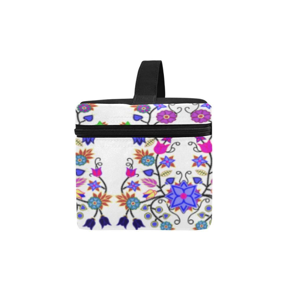 Floral Beadwork Seven Clans White Cosmetic Bag/Large (Model 1658) Cosmetic Bag e-joyer