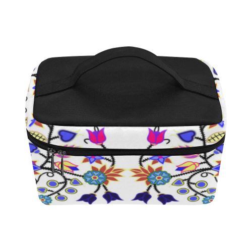 Floral Beadwork Seven Clans White Cosmetic Bag/Large (Model 1658) Cosmetic Bag e-joyer