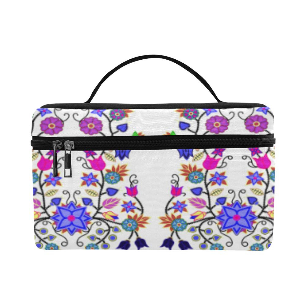 Floral Beadwork Seven Clans White Cosmetic Bag/Large (Model 1658) Cosmetic Bag e-joyer