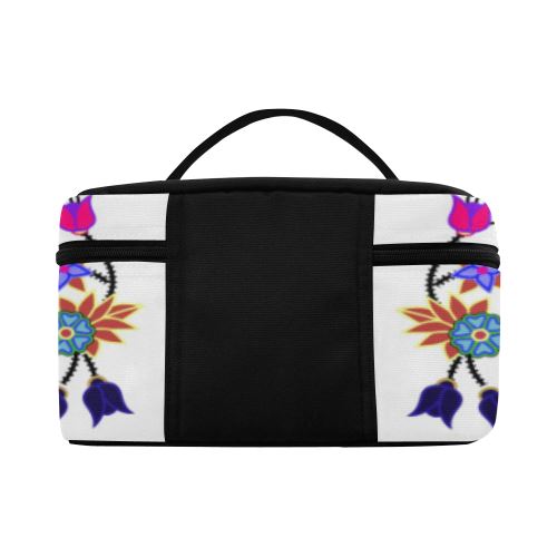 Floral Beadwork Seven Clans White Cosmetic Bag/Large (Model 1658) Cosmetic Bag e-joyer