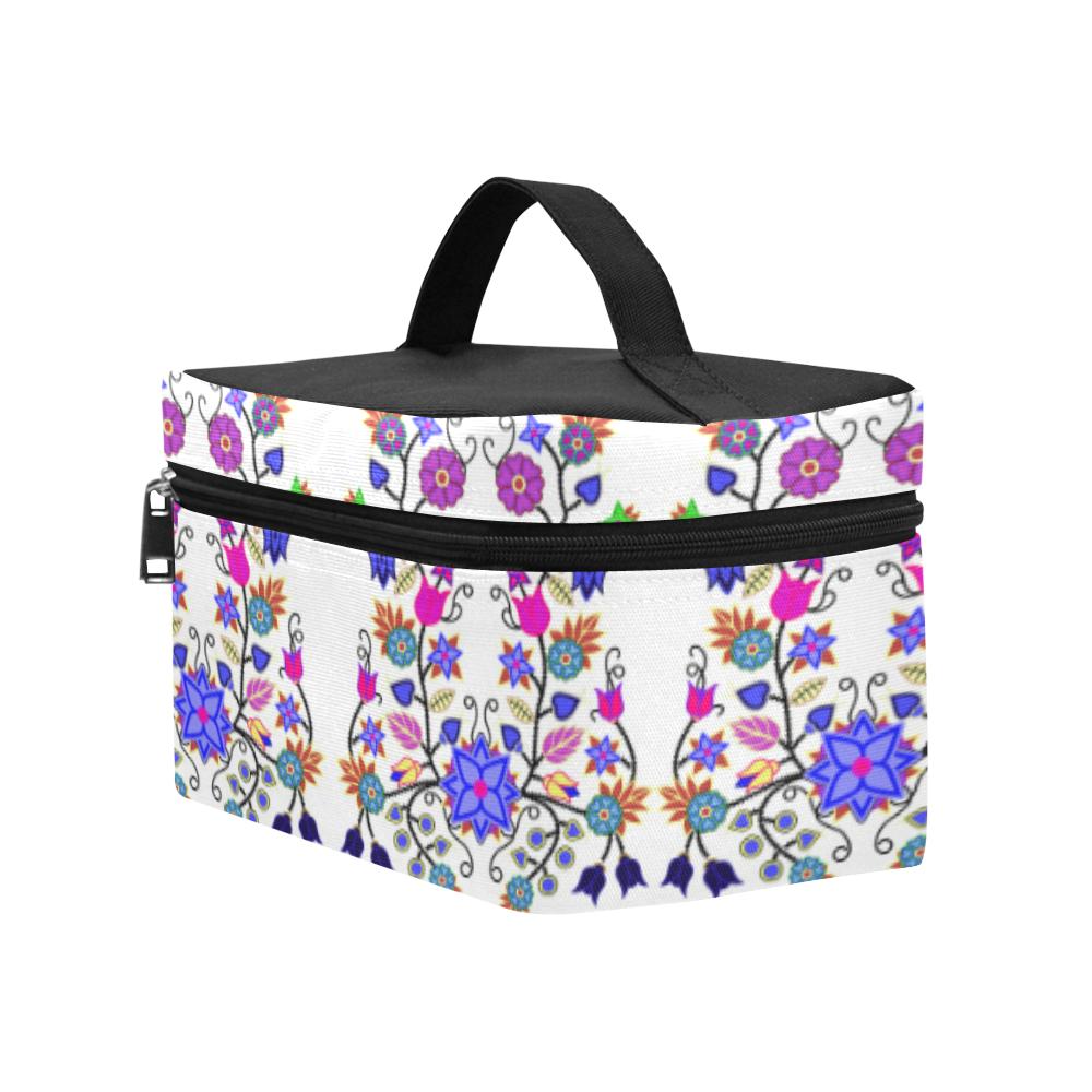 Floral Beadwork Seven Clans White Cosmetic Bag/Large (Model 1658) Cosmetic Bag e-joyer