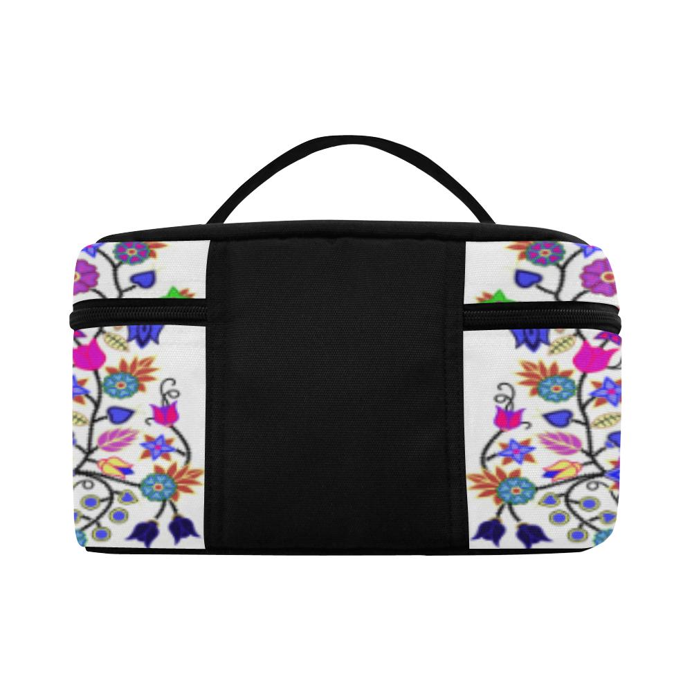 Floral Beadwork Seven Clans White Cosmetic Bag/Large (Model 1658) Cosmetic Bag e-joyer