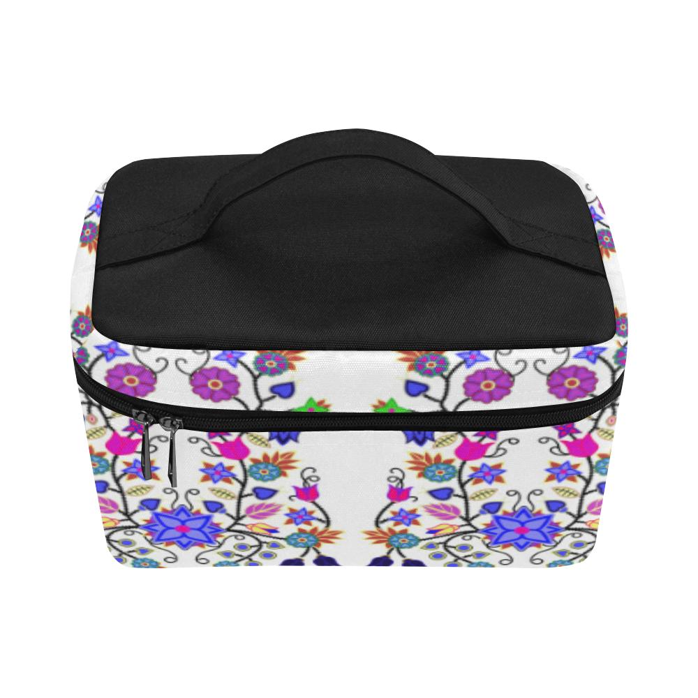 Floral Beadwork Seven Clans White Cosmetic Bag/Large (Model 1658) Cosmetic Bag e-joyer