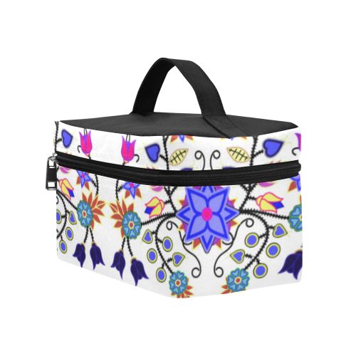 Floral Beadwork Seven Clans White Cosmetic Bag/Large (Model 1658) Cosmetic Bag e-joyer