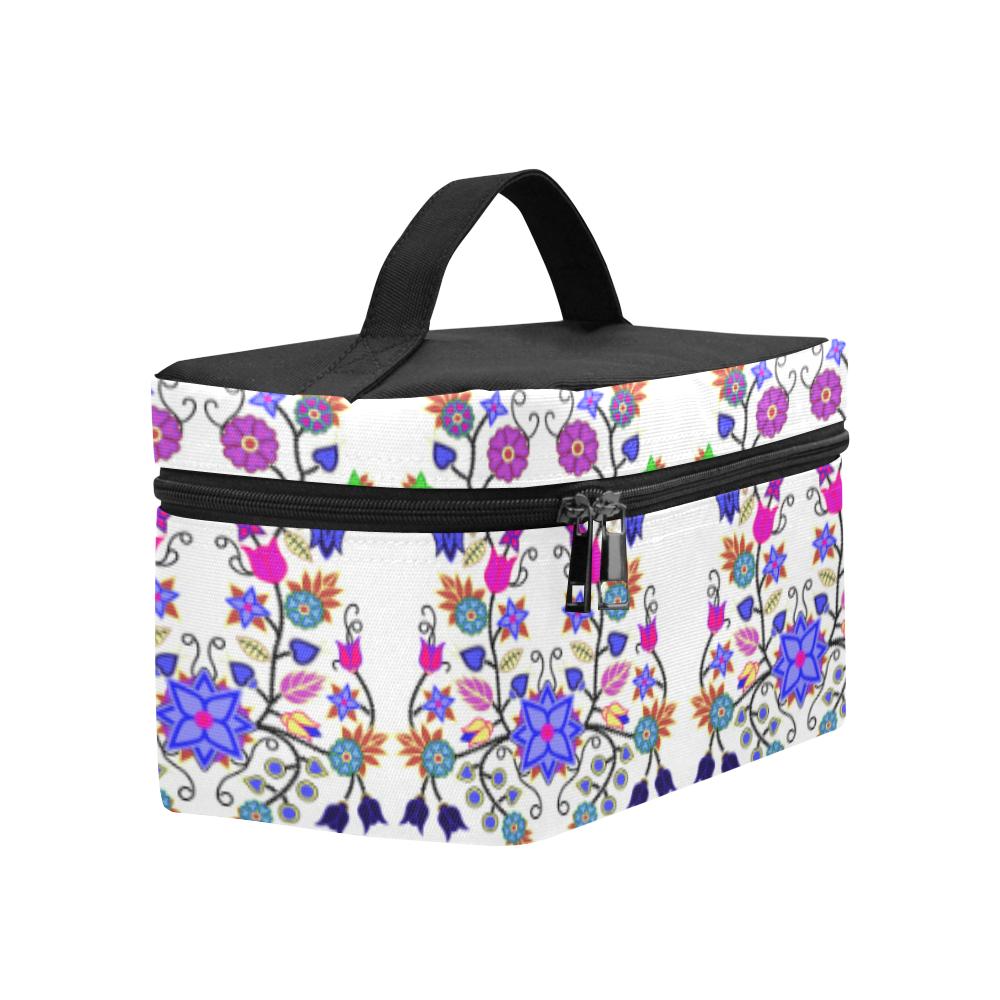 Floral Beadwork Seven Clans White Cosmetic Bag/Large (Model 1658) Cosmetic Bag e-joyer