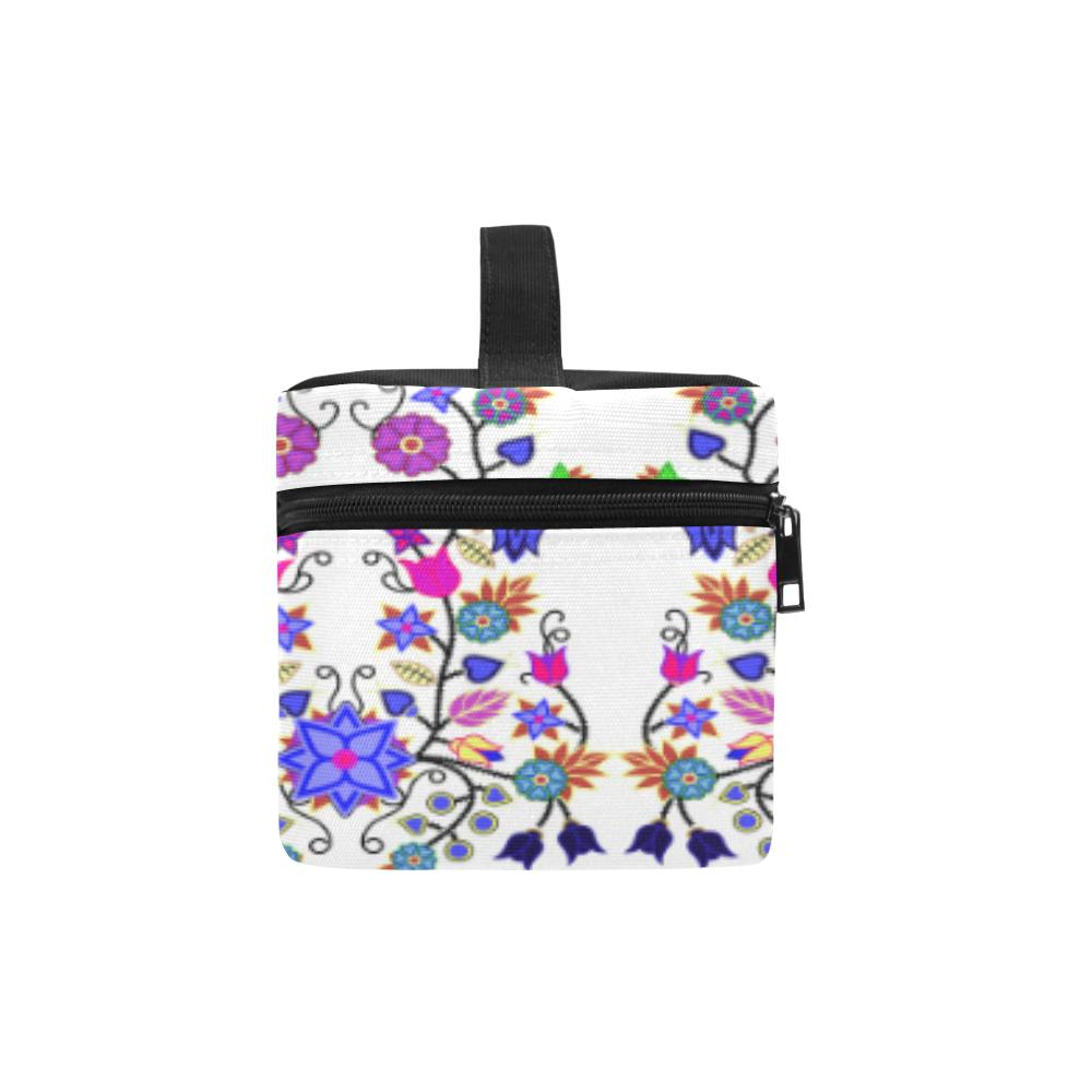 Floral Beadwork Seven Clans White Cosmetic Bag/Large (Model 1658) Cosmetic Bag e-joyer