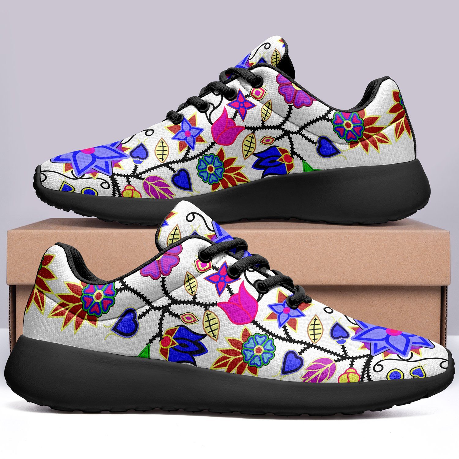 Floral Beadwork Seven Clans White Ikkaayi Sport Sneakers 49 Dzine