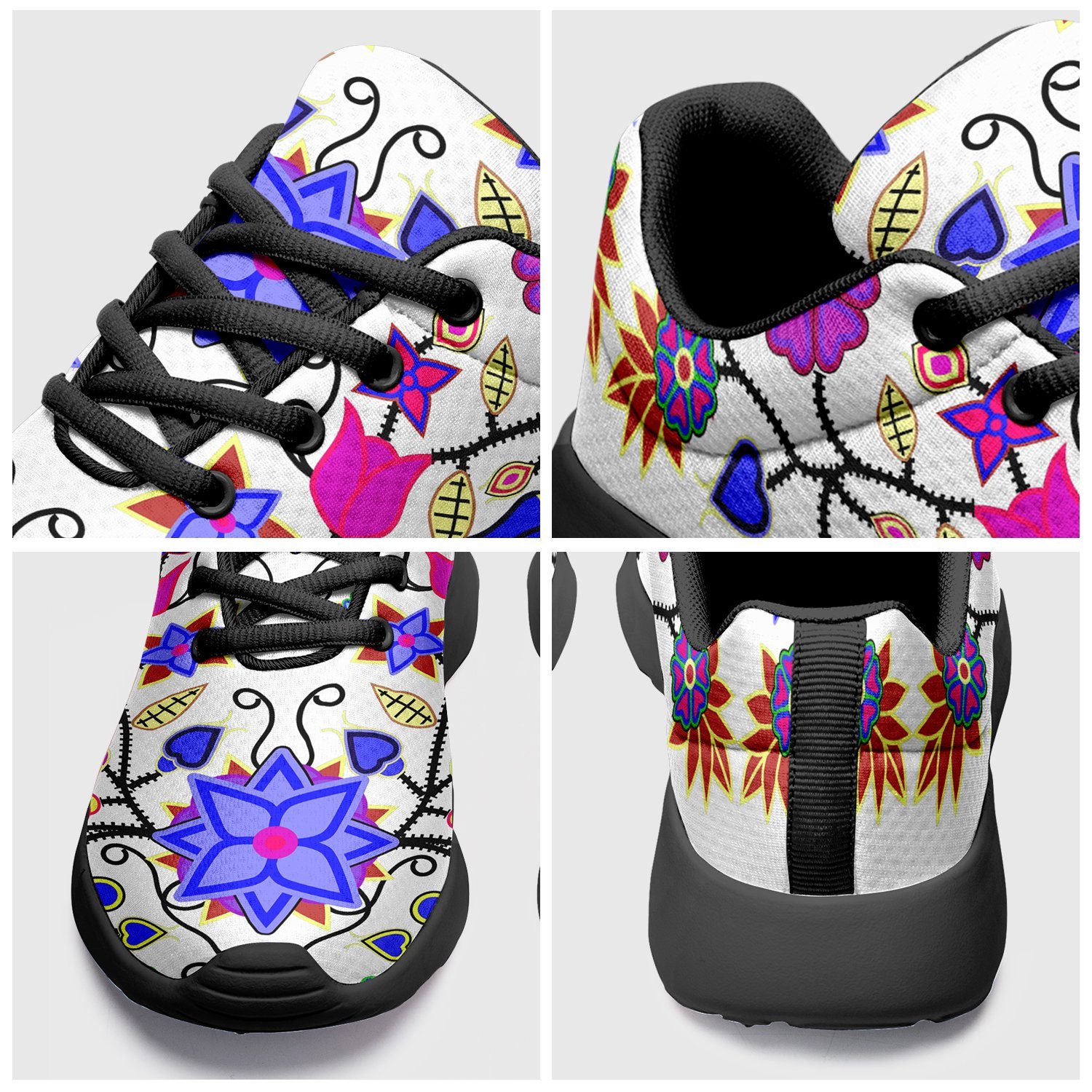 Floral Beadwork Seven Clans White Ikkaayi Sport Sneakers 49 Dzine