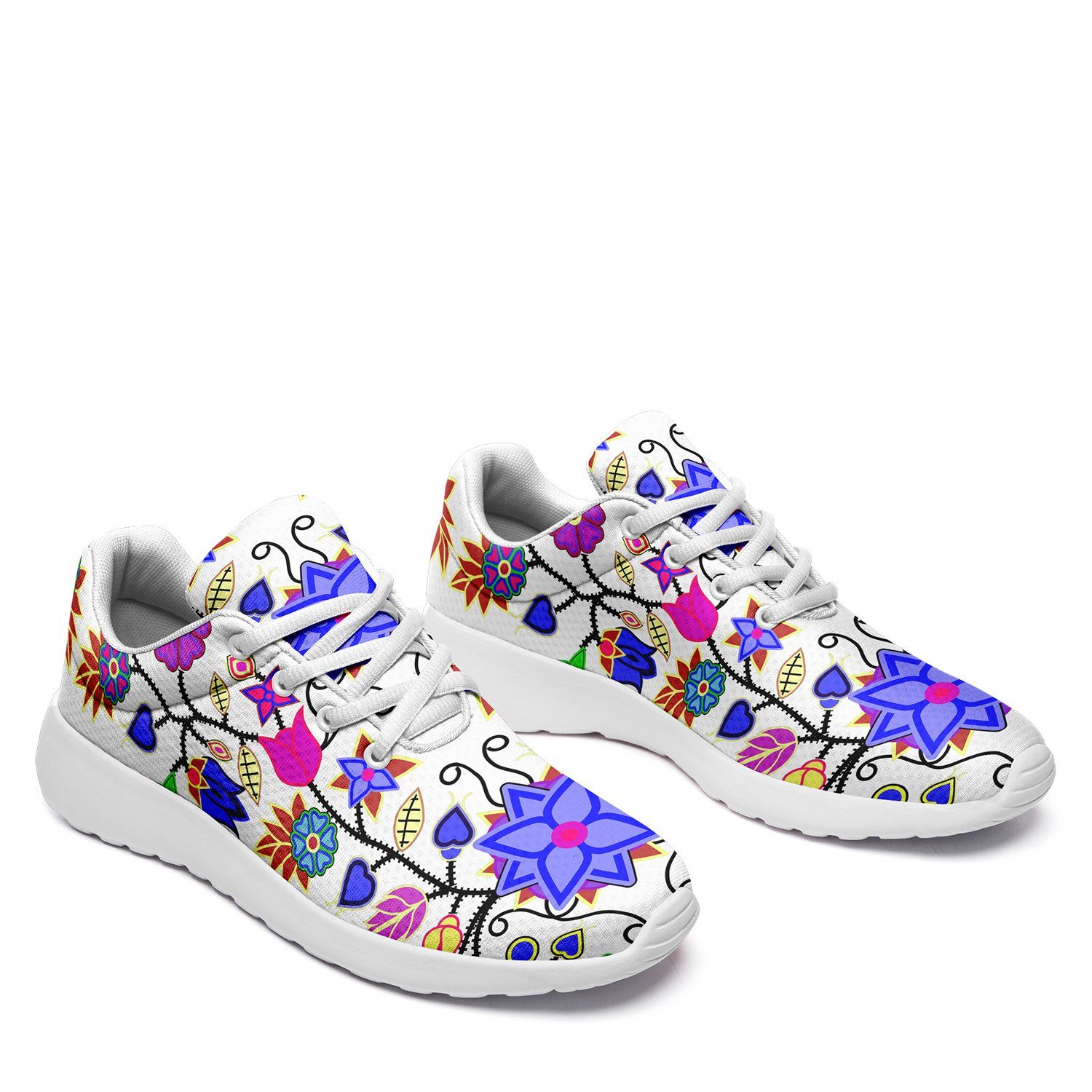 Floral Beadwork Seven Clans White Ikkaayi Sport Sneakers 49 Dzine