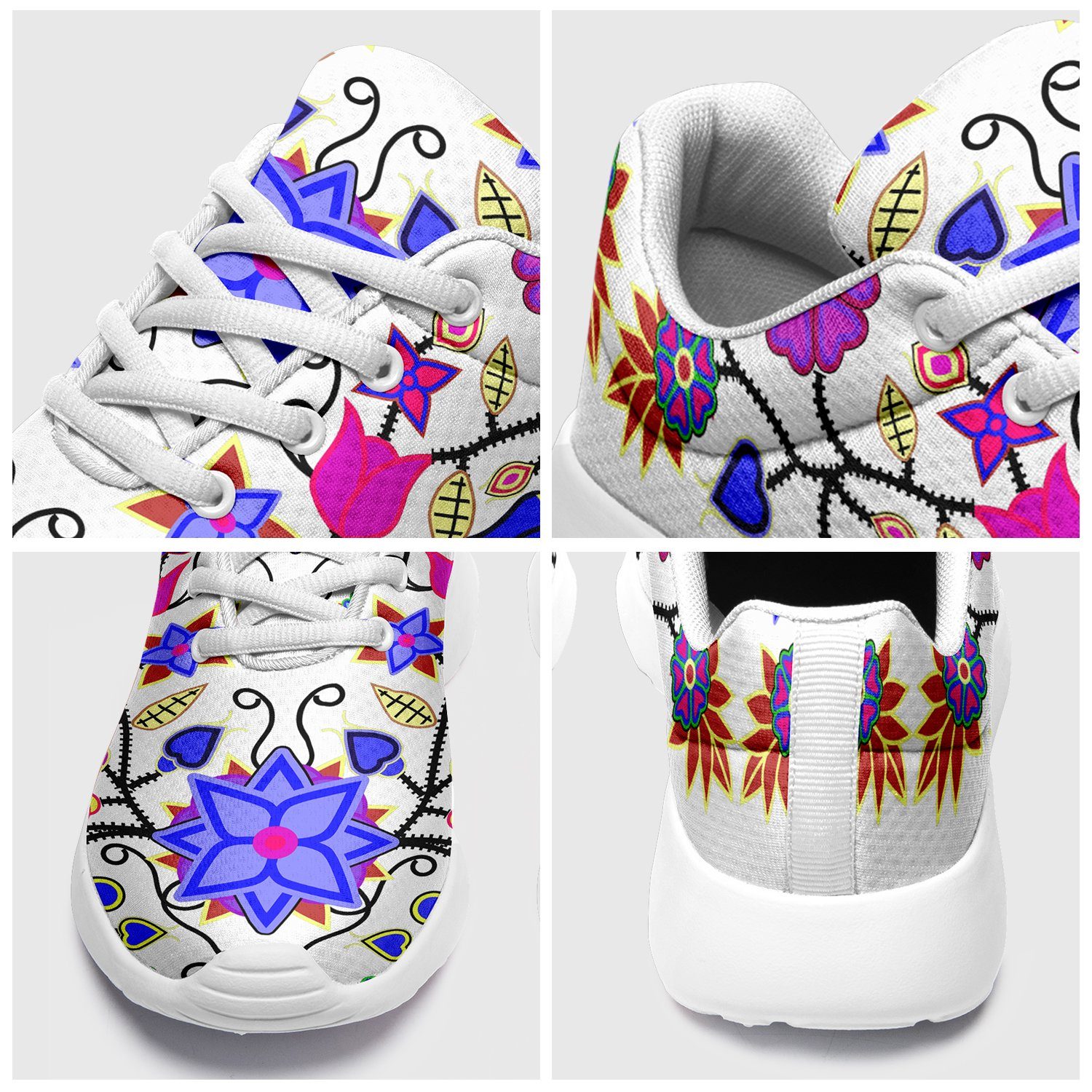 Floral Beadwork Seven Clans White Ikkaayi Sport Sneakers 49 Dzine