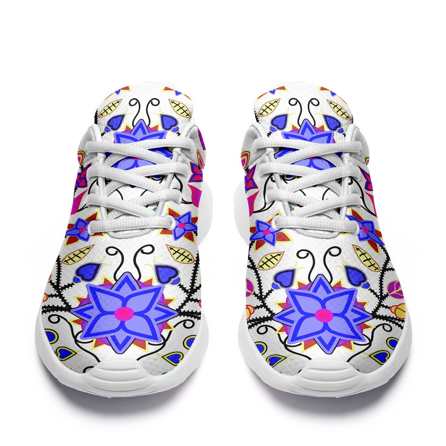 Floral Beadwork Seven Clans White Ikkaayi Sport Sneakers 49 Dzine