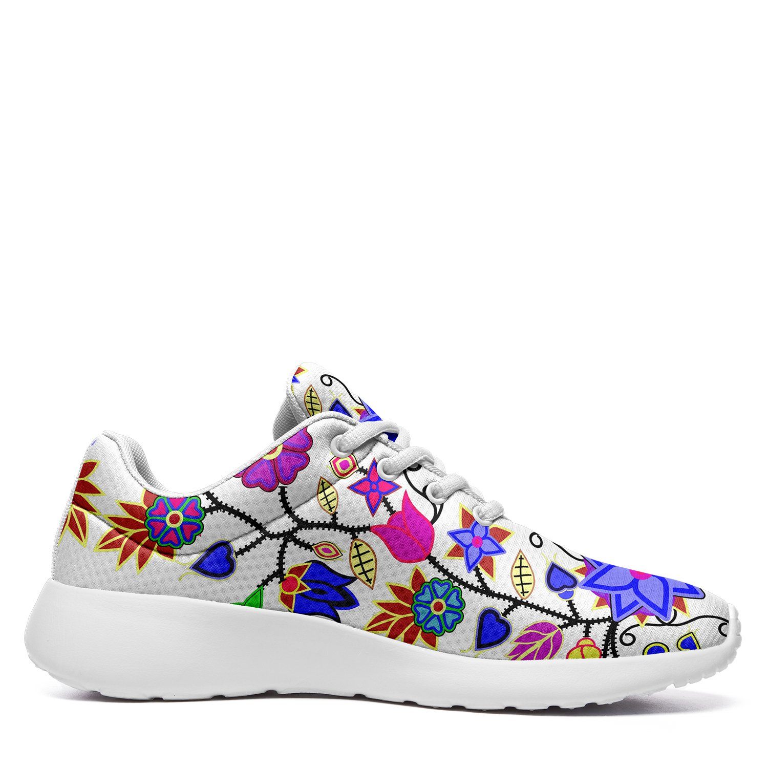 Floral Beadwork Seven Clans White Ikkaayi Sport Sneakers 49 Dzine