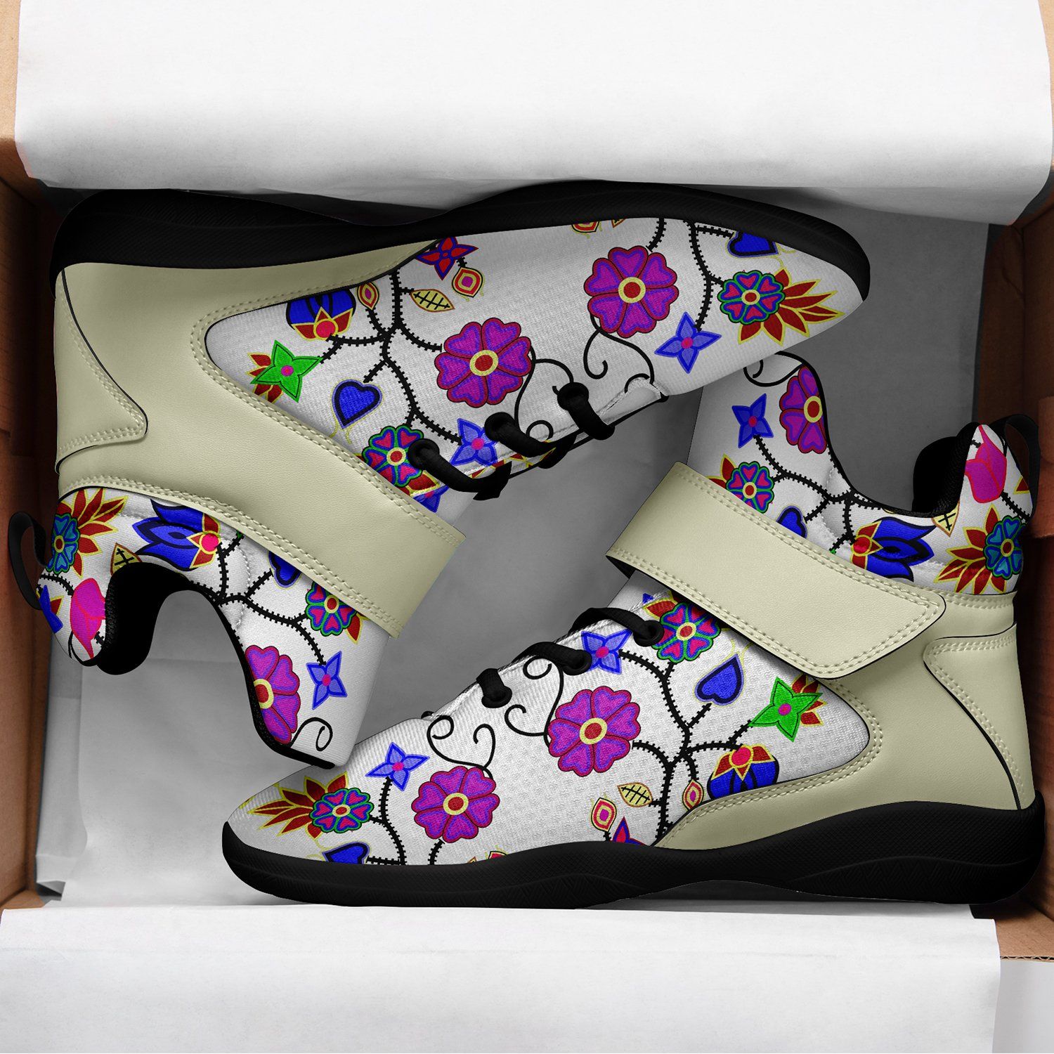 Floral Beadwork Seven Clans White Ipottaa Basketball / Sport High Top Shoes 49 Dzine