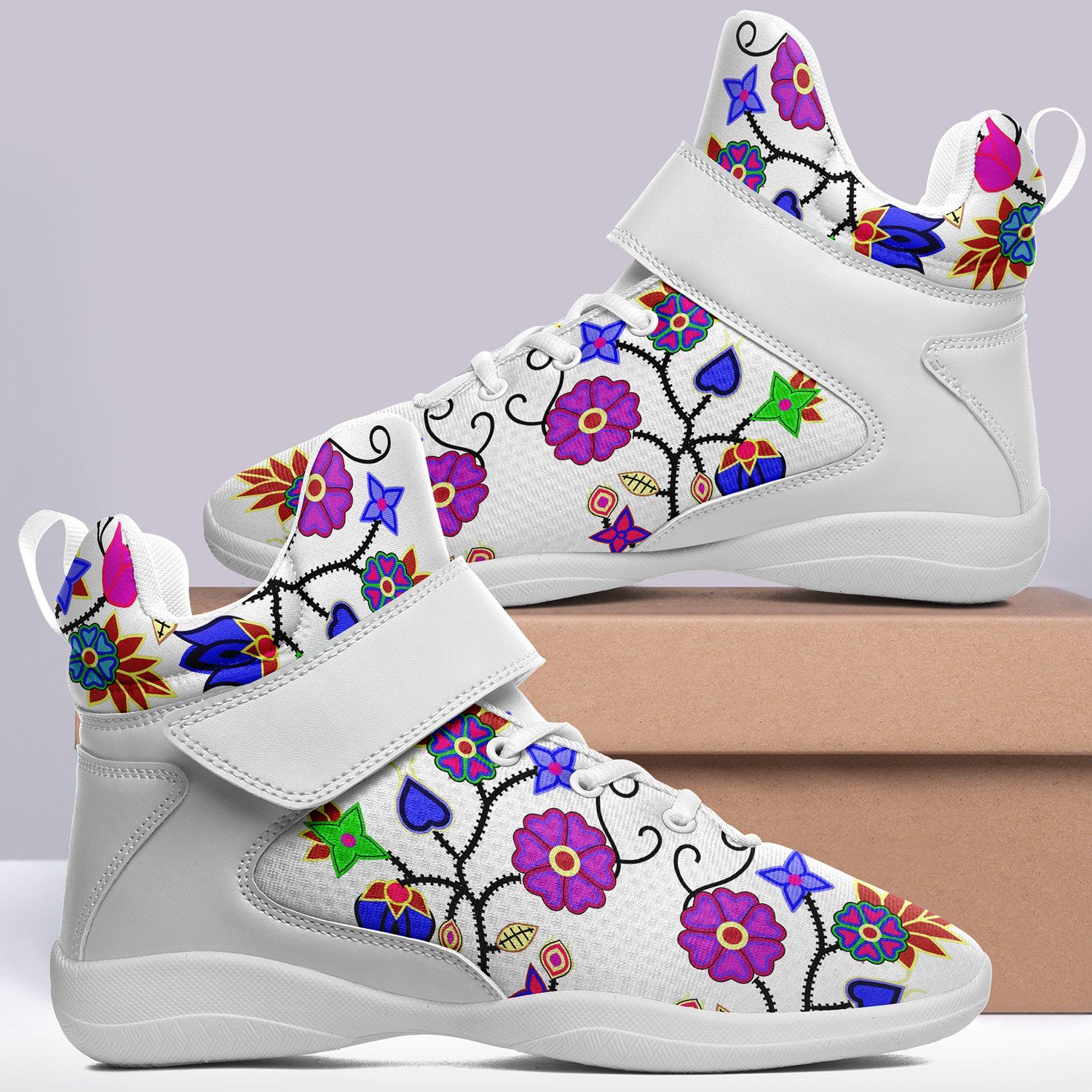Floral Beadwork Seven Clans White Ipottaa Basketball / Sport High Top Shoes 49 Dzine