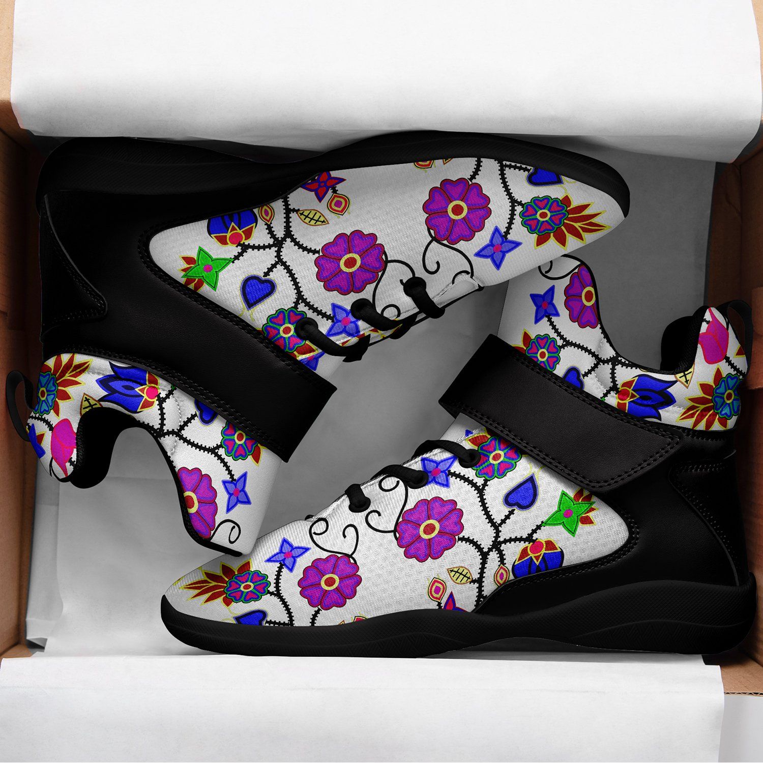 Floral Beadwork Seven Clans White Ipottaa Basketball / Sport High Top Shoes 49 Dzine
