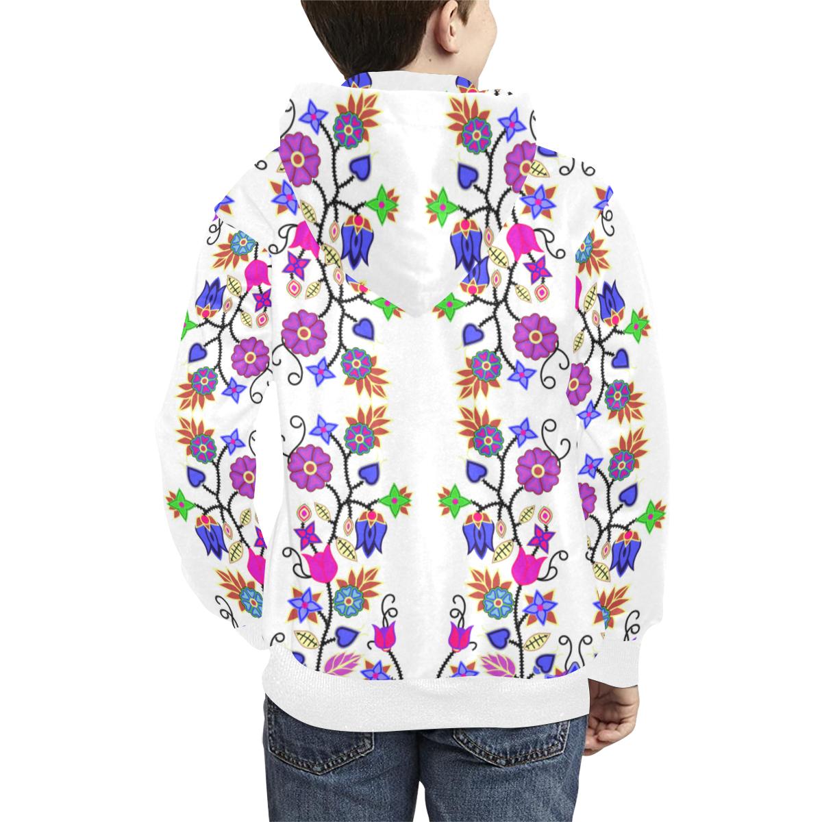 Floral Beadwork Seven Clans White Kids' All Over Print Hoodie (Model H38) Kids' AOP Hoodie (H38) e-joyer