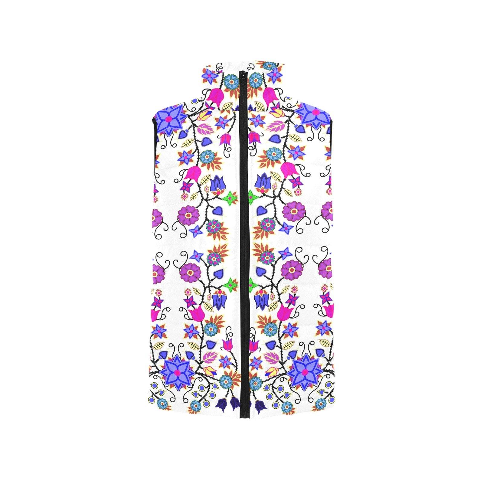 Floral Beadwork Seven Clans White Men's Padded Vest Jacket (Model H44) Men's Padded Vest Jacket (H44) e-joyer