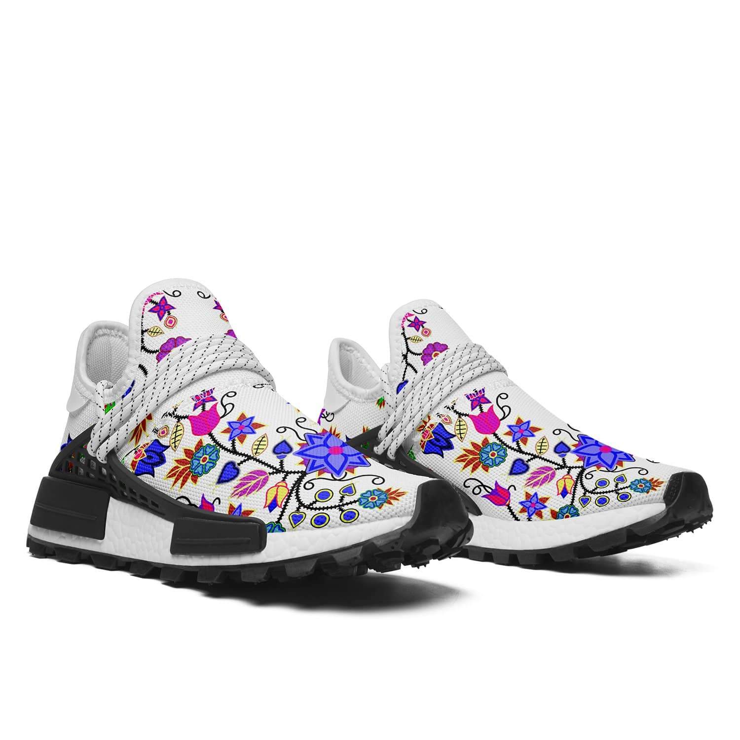 Floral Beadwork Seven Clans White Okaki Sneakers Shoes 49 Dzine
