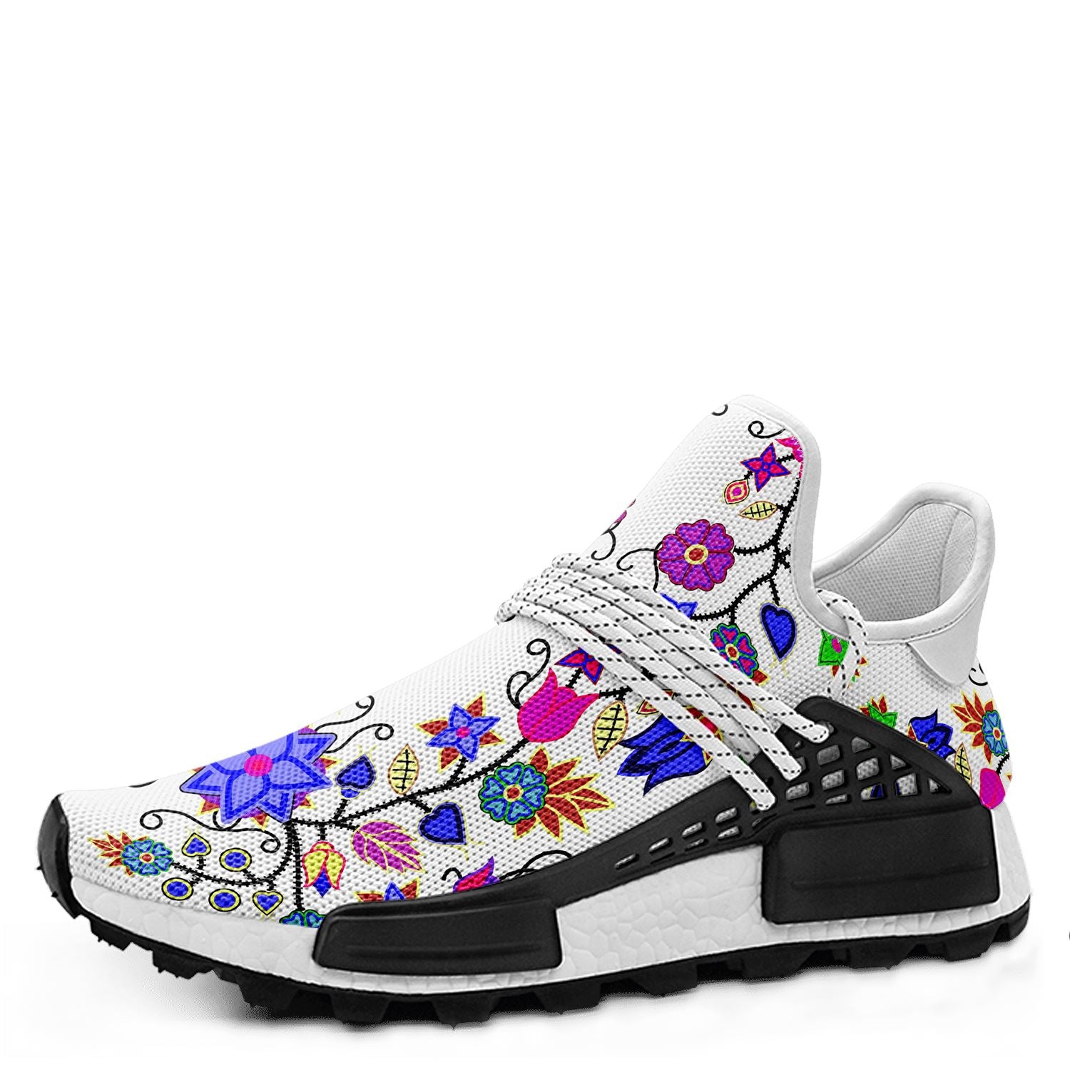Floral Beadwork Seven Clans White Okaki Sneakers Shoes 49 Dzine