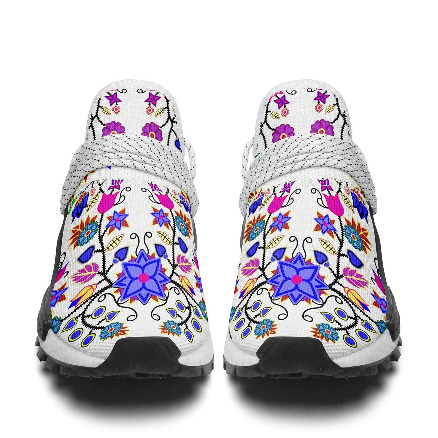 Floral Beadwork Seven Clans White Okaki Sneakers Shoes 49 Dzine