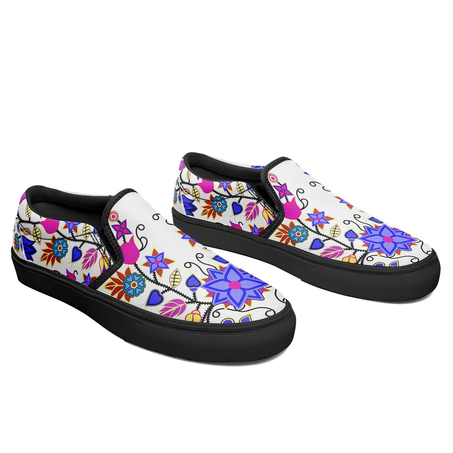 Floral Beadwork Seven Clans White Otoyimm Canvas Slip On Shoes 49 Dzine