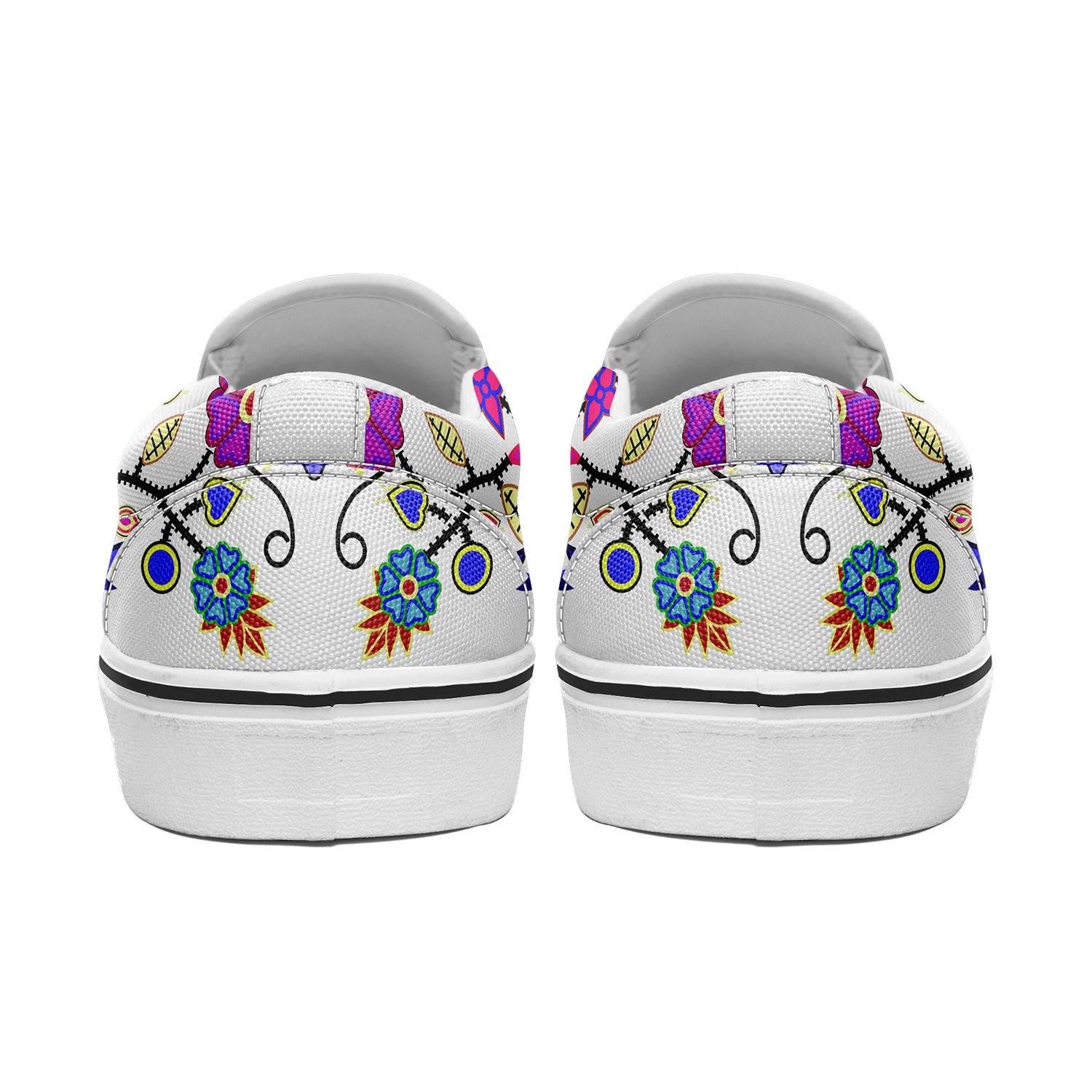 Floral Beadwork Seven Clans White Otoyimm Canvas Slip On Shoes 49 Dzine