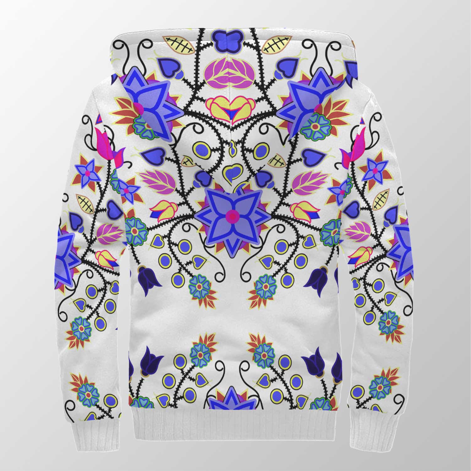 Floral Beadwork Seven Clans White Sherpa Hoodie 49 Dzine