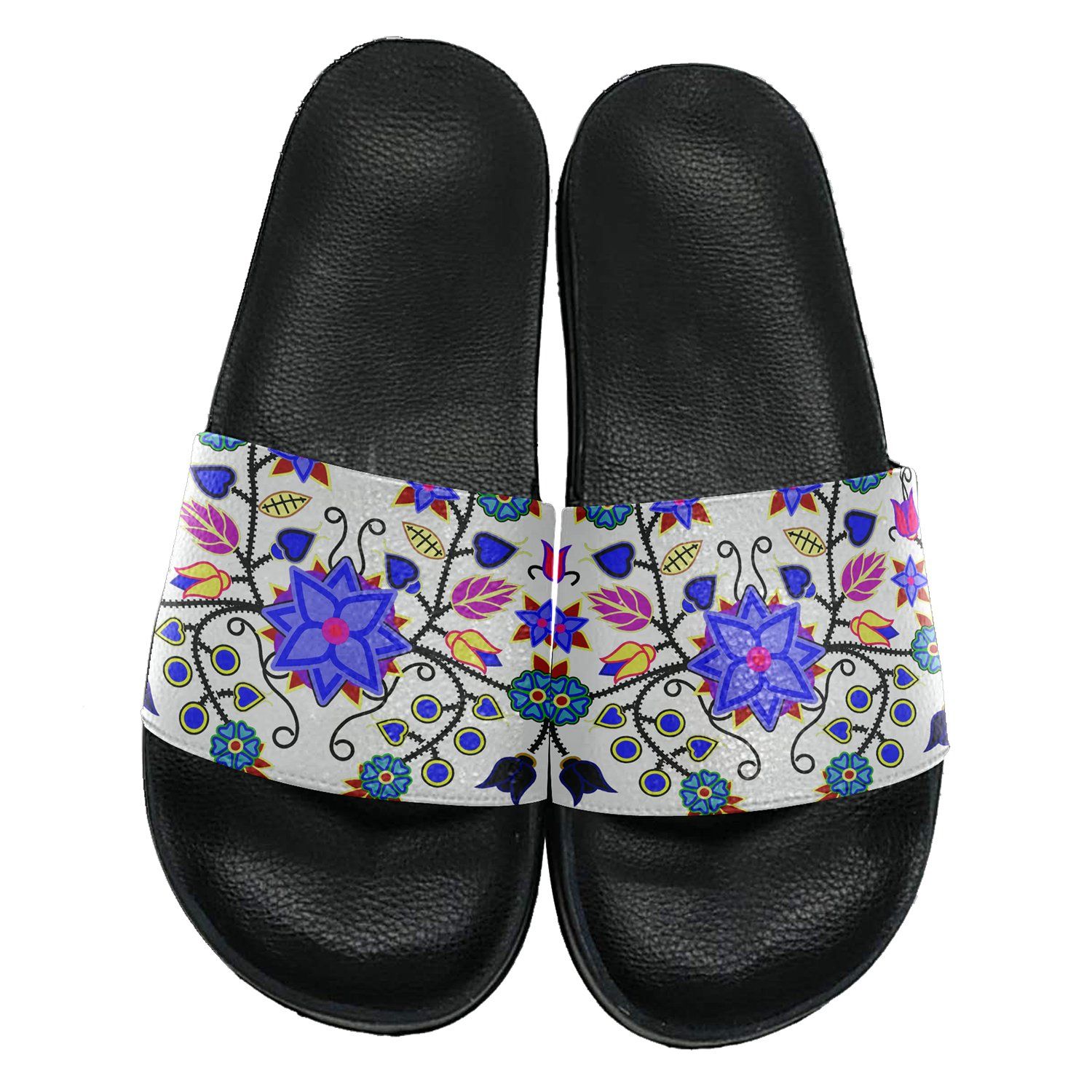 Floral Beadwork Seven Clans White Slide Sandals 49 Dzine
