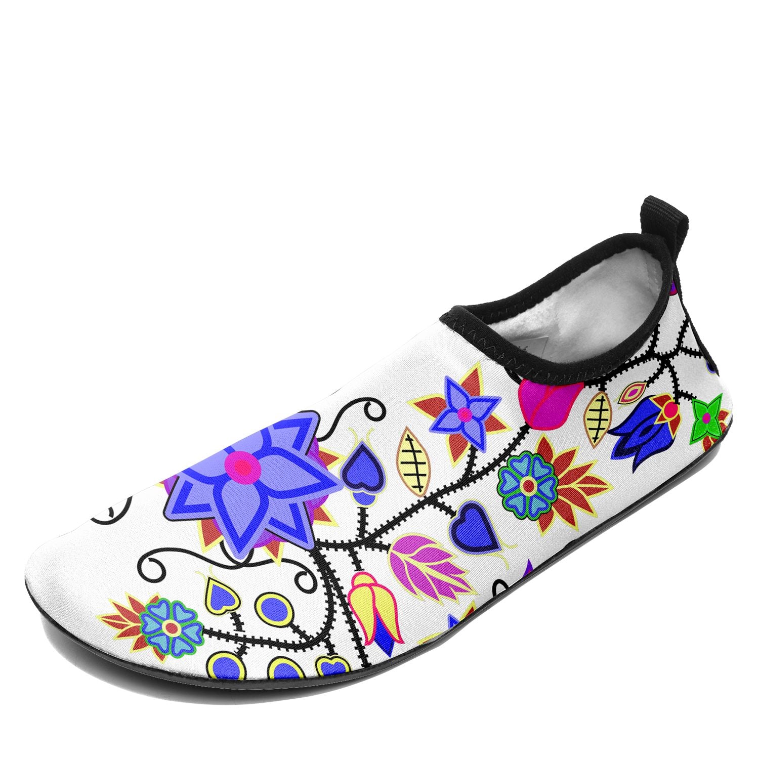 Floral Beadwork Seven Clans White Sockamoccs Slip On Shoes 49 Dzine