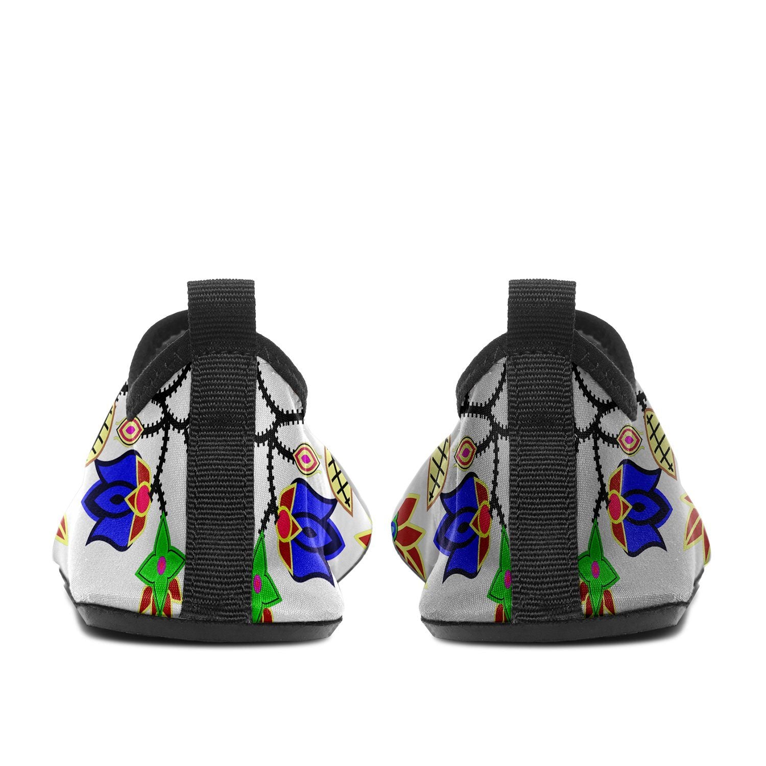 Floral Beadwork Seven Clans White Sockamoccs Slip On Shoes 49 Dzine