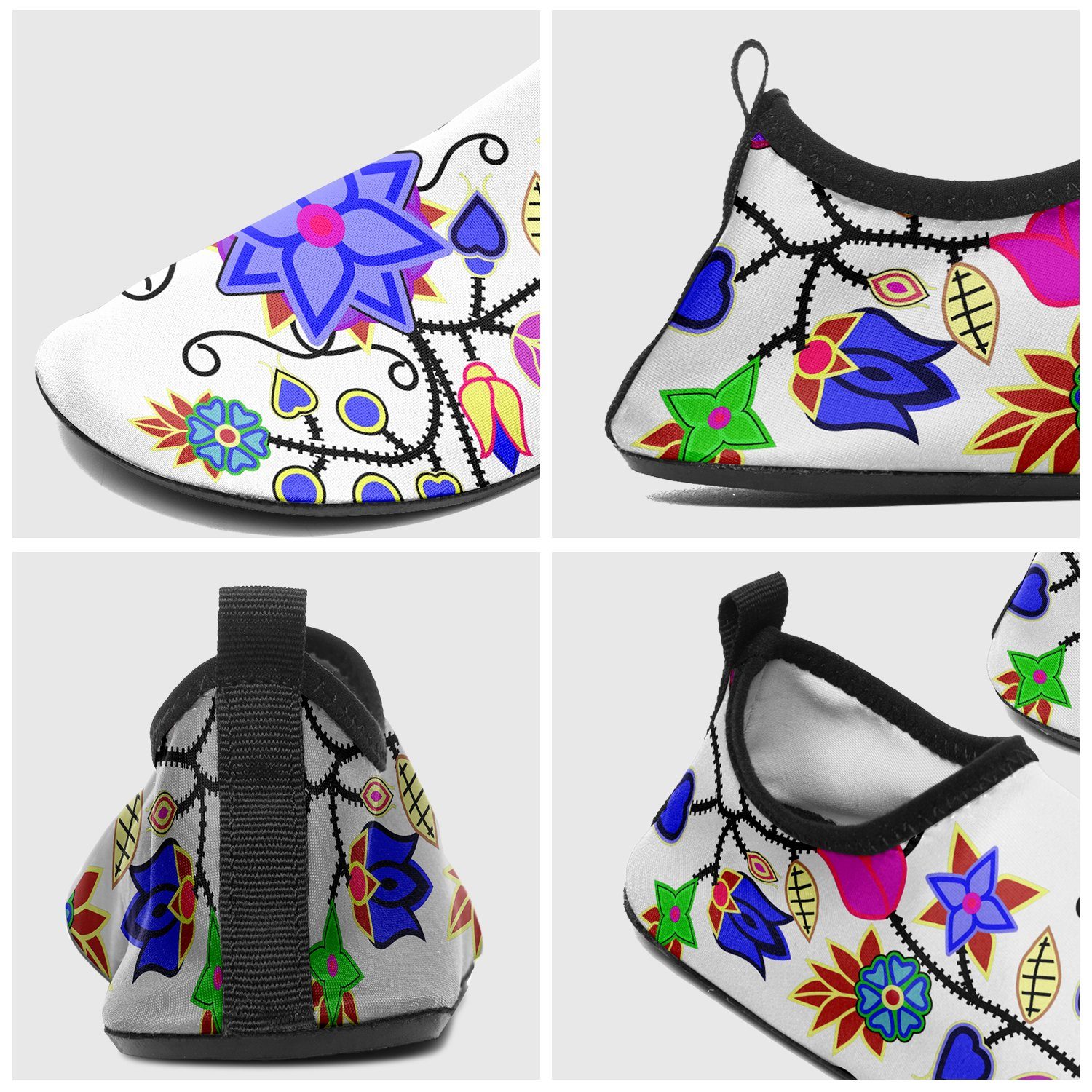 Floral Beadwork Seven Clans White Sockamoccs Slip On Shoes 49 Dzine