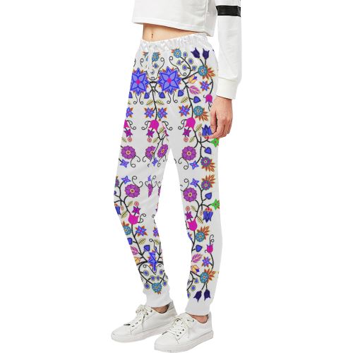Floral Beadwork Seven Clans White Women's All Over Print Sweatpants (Model L11) Women's All Over Print Sweatpants (L11) e-joyer