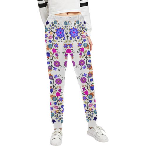 Floral Beadwork Seven Clans White Women's All Over Print Sweatpants (Model L11) Women's All Over Print Sweatpants (L11) e-joyer