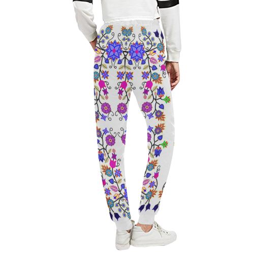 Floral Beadwork Seven Clans White Women's All Over Print Sweatpants (Model L11) Women's All Over Print Sweatpants (L11) e-joyer