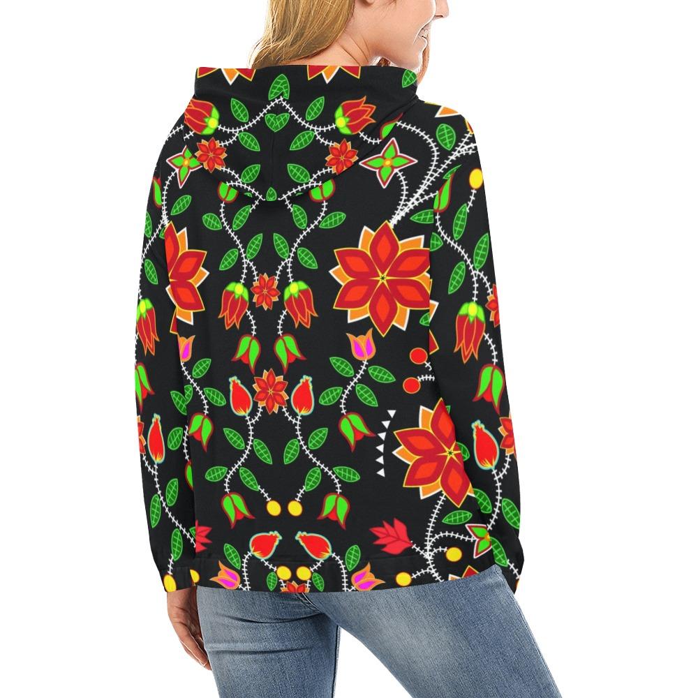 Floral Beadwork Six Bands All Over Print Hoodie for Women (USA Size) (Model H13) All Over Print Hoodie for Women (H13) e-joyer