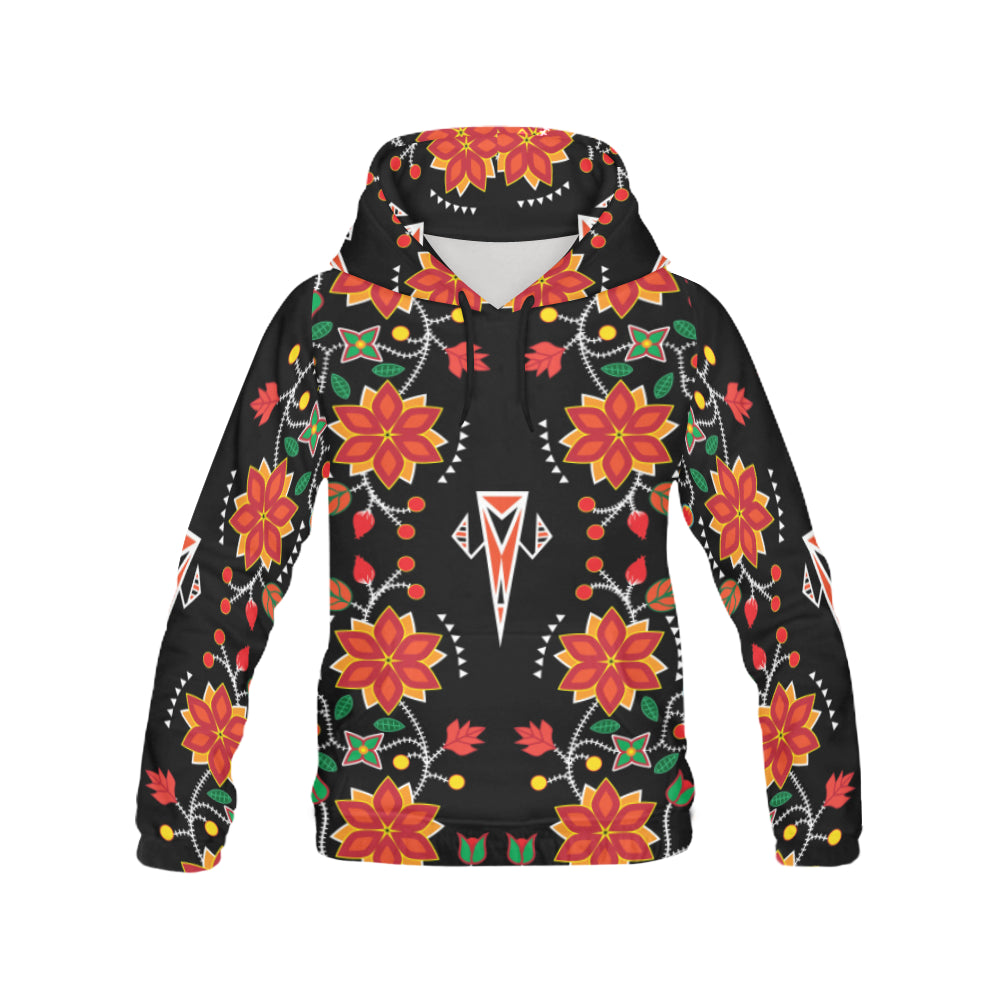 Floral Beadwork Six Bands All Over Print Hoodie for Women (USA Size) (Model H13) Hoodie e-joyer
