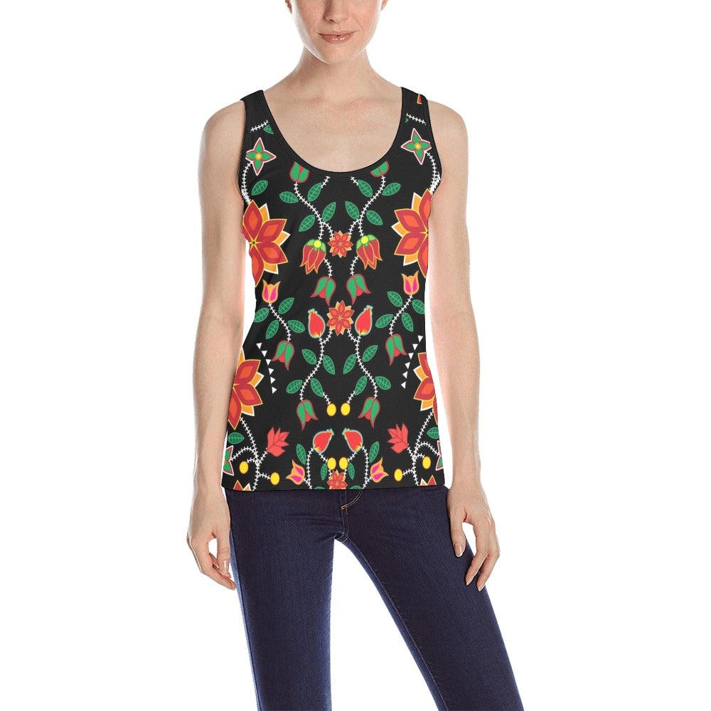 Floral Beadwork Six Bands All Over Print Tank Top for Women (Model T43) All Over Print Tank Top for Women (T43) e-joyer