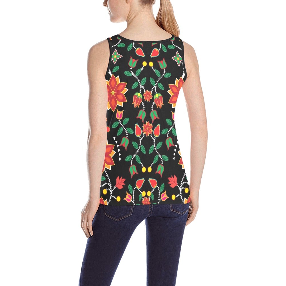 Floral Beadwork Six Bands All Over Print Tank Top for Women (Model T43) All Over Print Tank Top for Women (T43) e-joyer