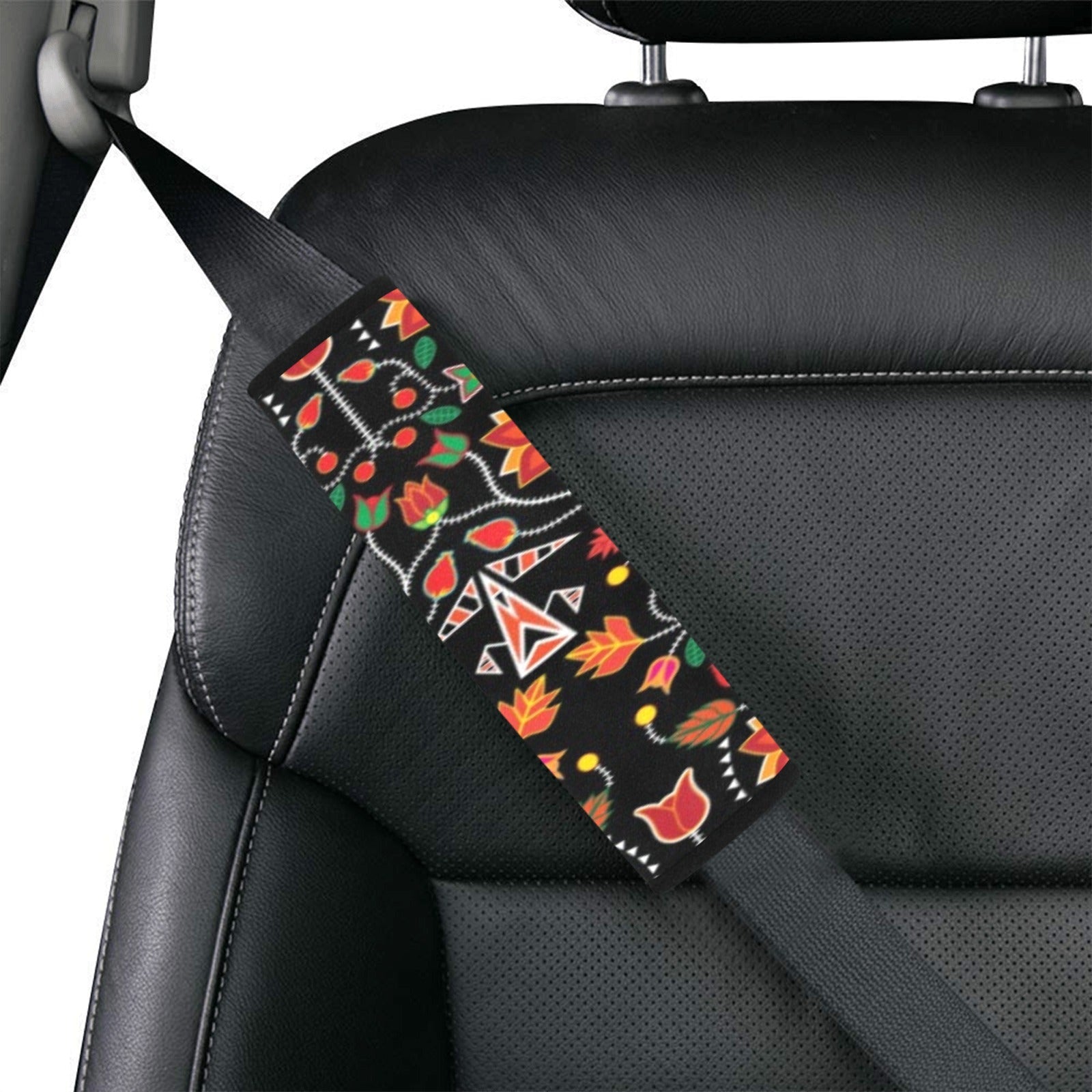 Floral Beadwork Six Bands Car Seat Belt Cover 7''x12.6'' (Pack of 2) Car Seat Belt Cover 7x12.6 (Pack of 2) e-joyer