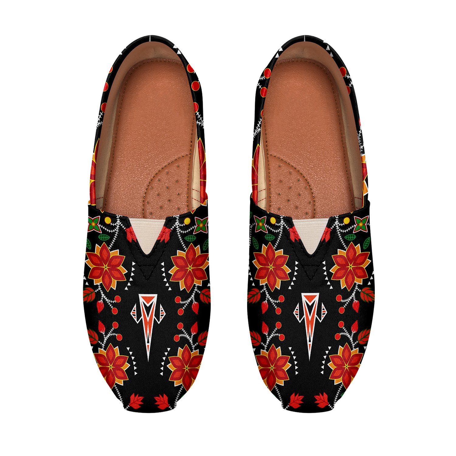 Floral Beadwork Six Bands Casual Unisex Slip On Shoe Herman