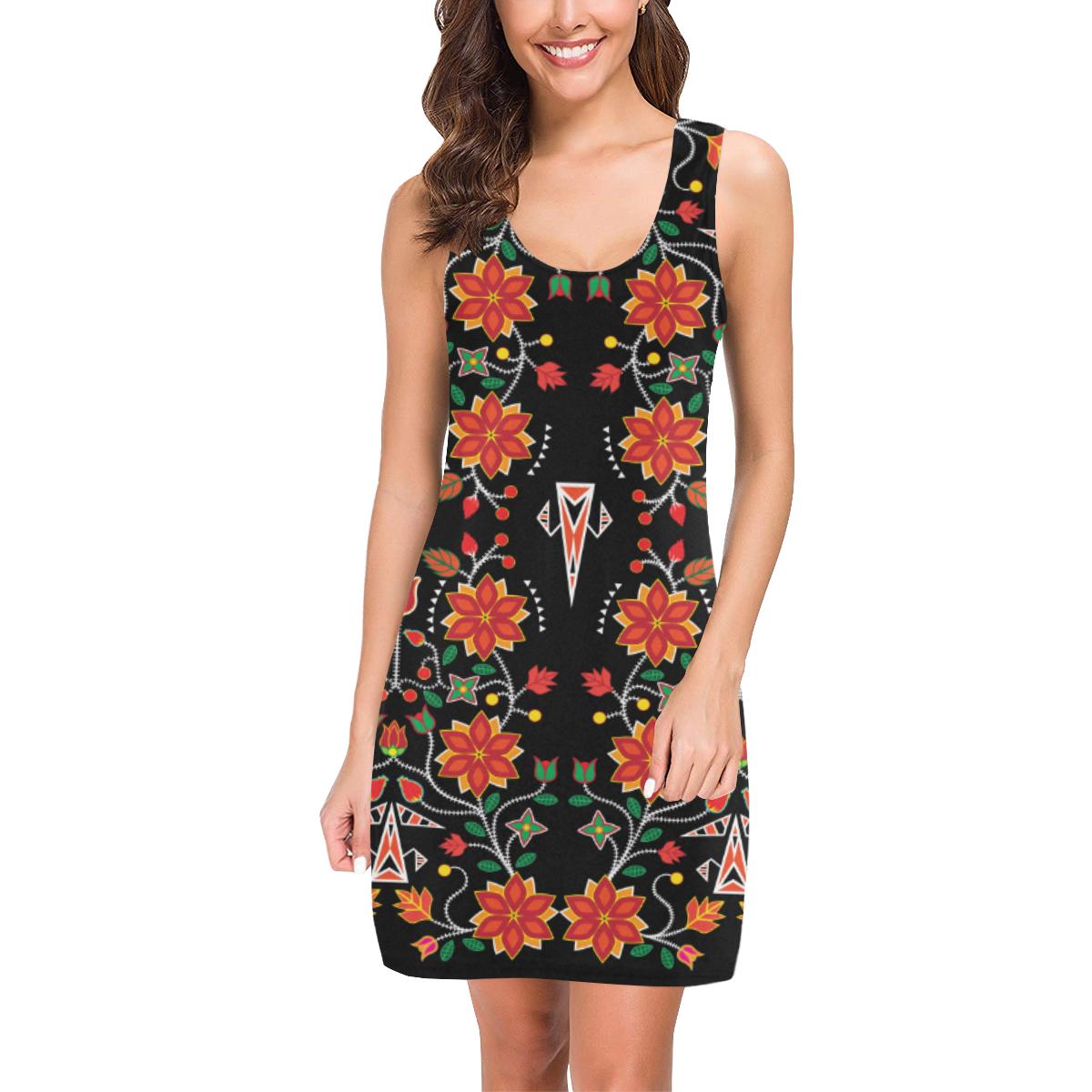 Floral Beadwork Six Bands IkstsÃmiwa Vest Dress (Model D06) Medea Vest Dress (D06) e-joyer