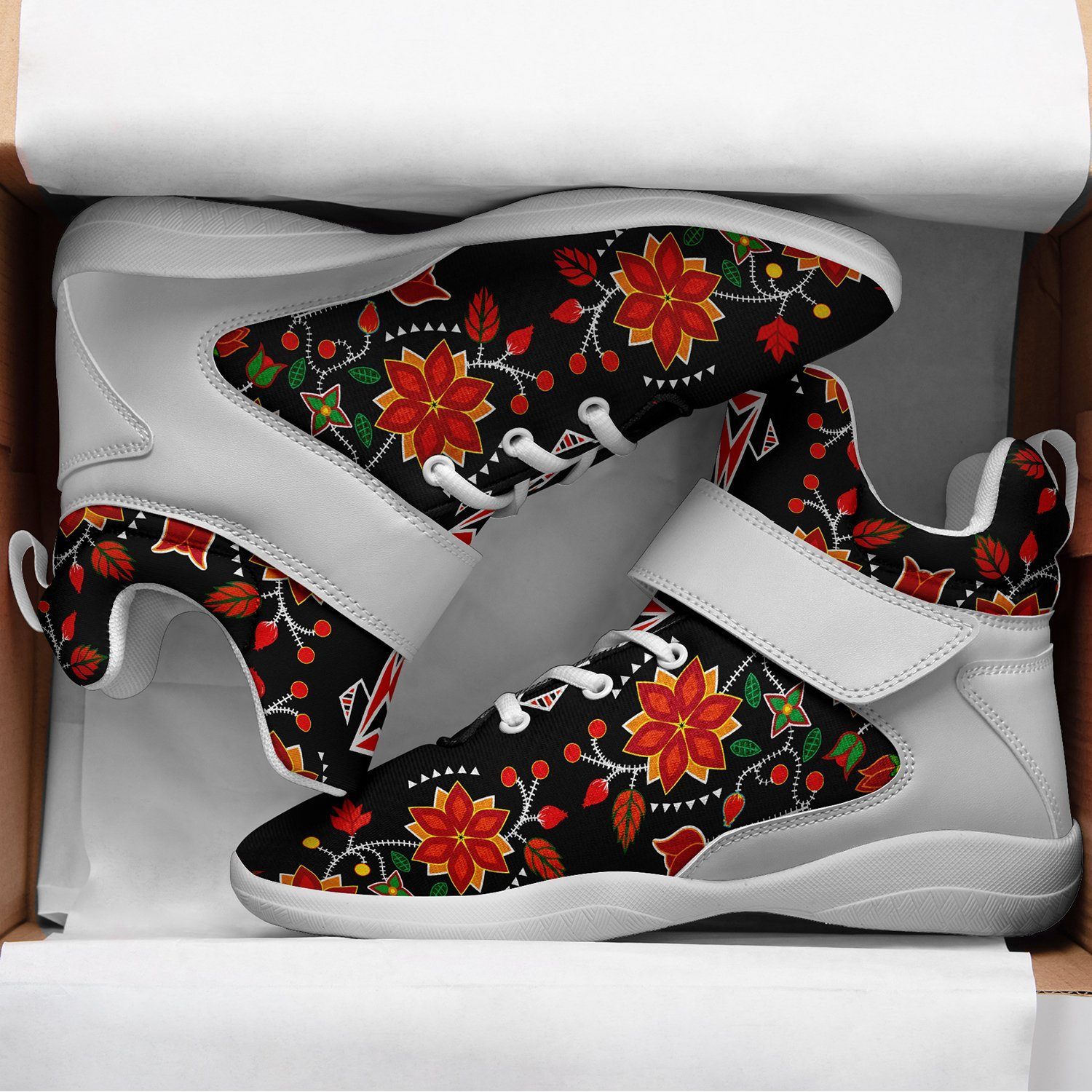 Floral Beadwork Six Bands Kid's Ipottaa Basketball / Sport High Top Shoes 49 Dzine