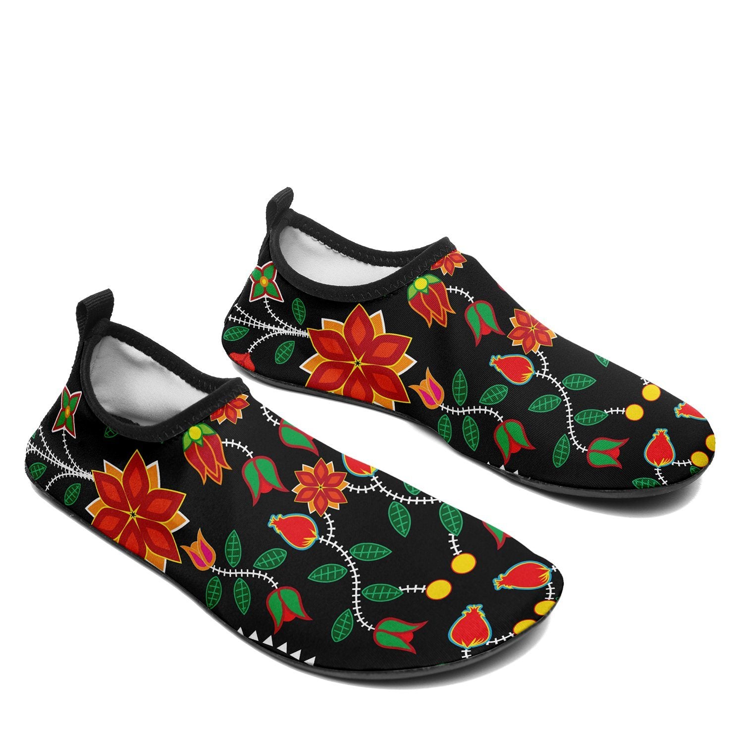 Floral Beadwork Six Bands Kid's Sockamoccs Slip On Shoes Herman