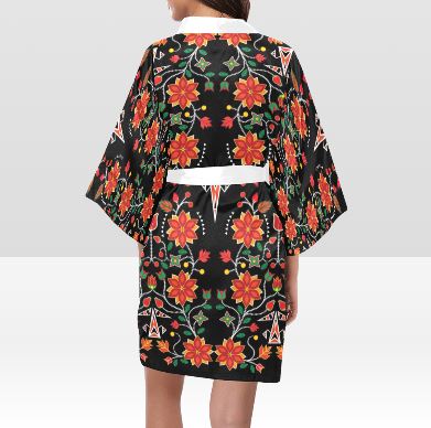 Floral Beadwork Six Bands Kimono Robe Artsadd