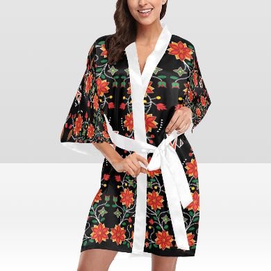 Floral Beadwork Six Bands Kimono Robe Artsadd