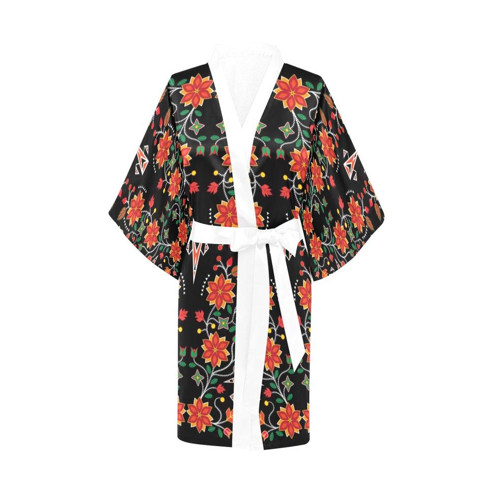 Floral Beadwork Six Bands Kimono Robe Artsadd