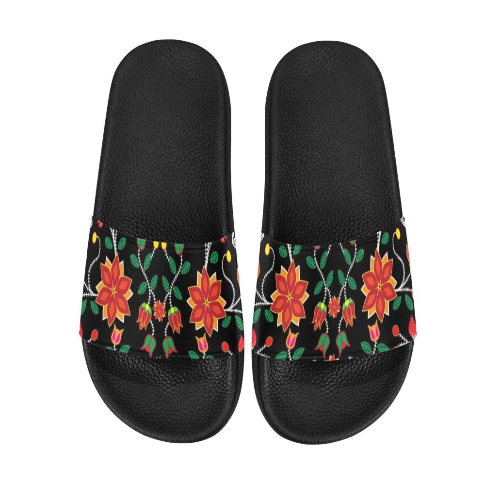 Floral Beadwork Six Bands Men's Slide Sandals (Model 057) Men's Slide Sandals (057) e-joyer