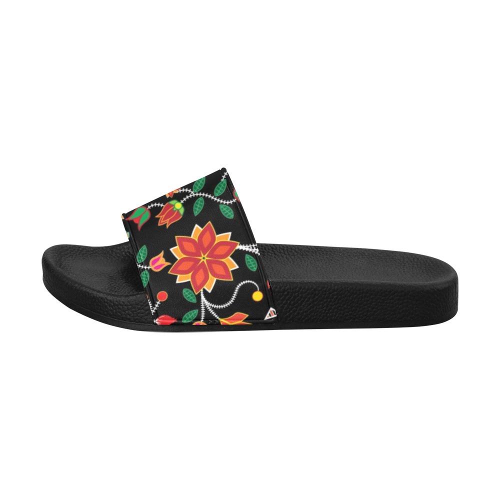 Floral Beadwork Six Bands Men's Slide Sandals (Model 057) Men's Slide Sandals (057) e-joyer