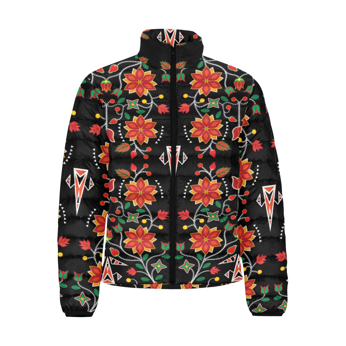 Floral Beadwork Six Bands Men's Stand Collar Padded Jacket (Model H41) Men's Stand Collar Padded Jacket (H41) e-joyer
